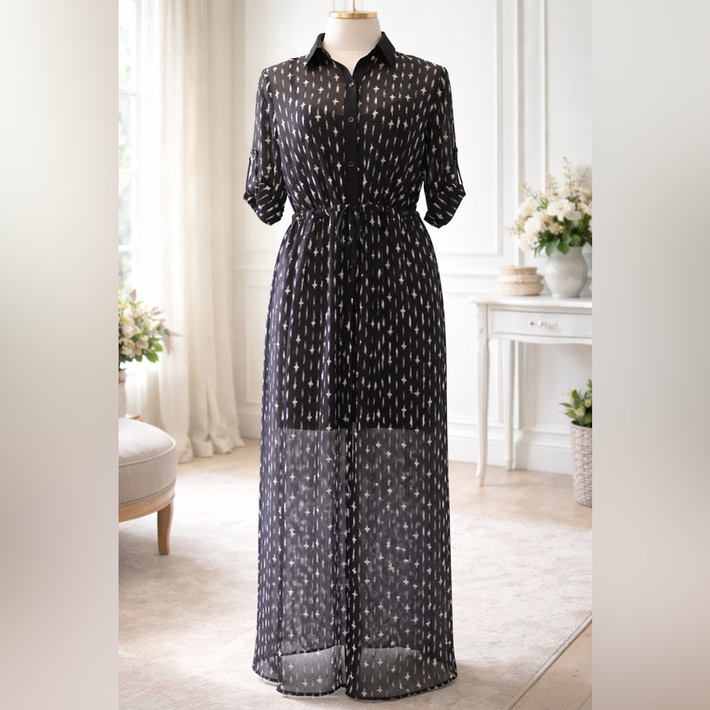 Shirtdress “Haven” Chiffon Sheer Maxi Dress